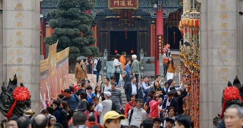 Wong Tai Sin, Hong Kong- 15 February 2019: Wong Tai Sin Temple in Hong Kong c Stock Footage 104263605