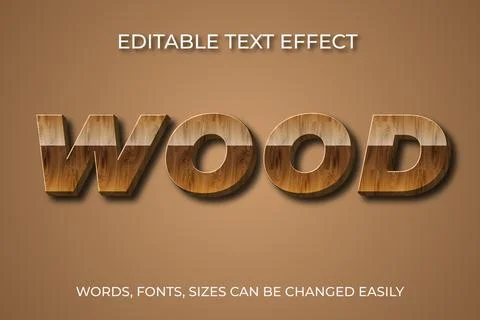 Wood 3d editable text effect Illustrazione stock