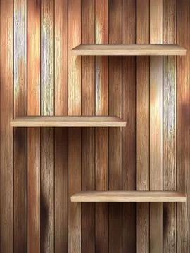 Wood  3d isolated empty shelf for exhibit. EPS 10 Stock Illustration