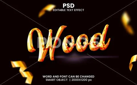 Wood 3d Text Effect Editable PSD PSD Template