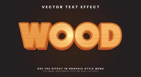 Wood 3d text effect Stock Illustration