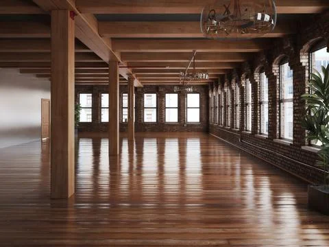 Wood accent empty room Stock Illustration