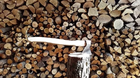 Wood and an ax.stack,abstract, Stock Footage 72653912