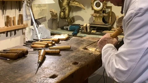 Wood Artisan Working Stock Footage 104624131