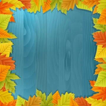 Wood autumn vector background with leafs Stock-Illustration