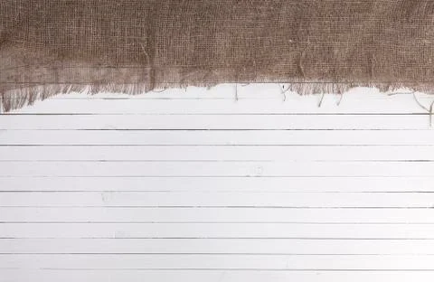 Wood background with burlap Stock Photos