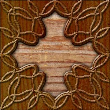 Wood background with celtic pattern Stock Illustration