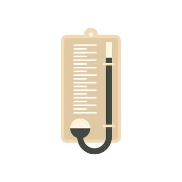 Wood barometer icon flat isolated vector Stock Illustration