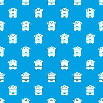 Wood beehive pattern seamless blue Stock Illustration