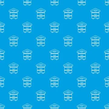 Wood beehive pattern vector seamless blue 스톡 일러스트