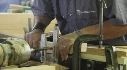 Wood Being Drilled Front Stock Footage 10800655