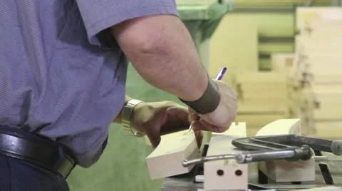 Wood Being Measured Stock Footage 10800796