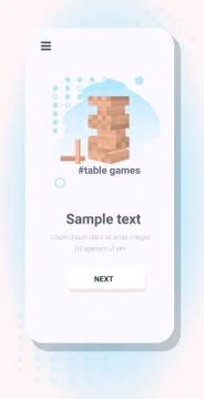 Wood block stack tower table game concept smartphone screen Stock Illustration