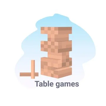 Wood block stack tower table game concept Stock Illustration