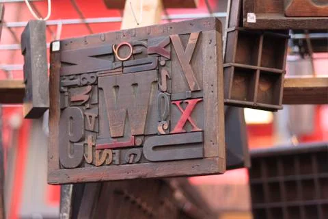Wood block type Foto stock