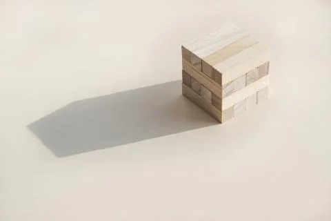 Wood blocks cube game on a white board. Stock Photos