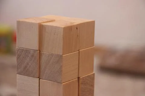 Wood blocks stack game with copy space, background. Concept of education, ris Фото