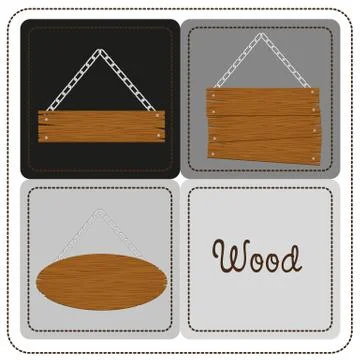 Wood boards hanging from chains, vector illustration Stock Illustration