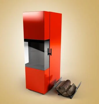 Wood boiler 3d render on gradient background Stock Illustration