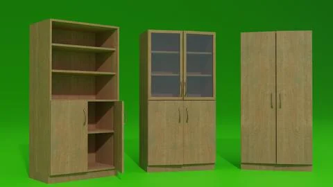 Wood bookcase with gren screen Stock Illustration