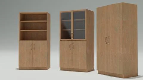 Wood bookcase with white background Stock Illustration
