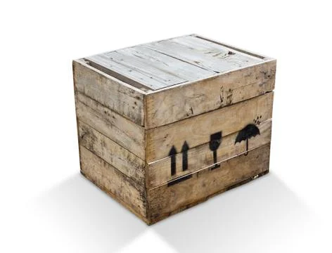 Wood box isolated with clipping path Stock Photos