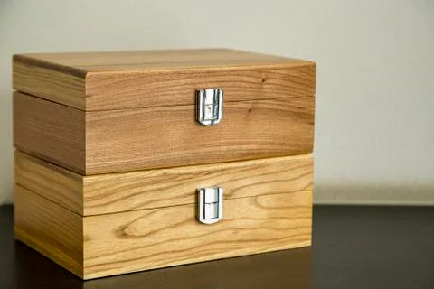 Wood box on table Stock Photos