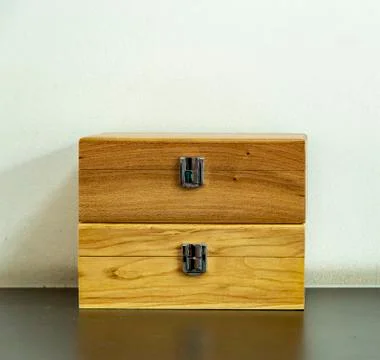 Wood box on table Stock Photos