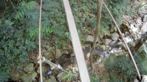 Wood Bridge High Up Stock Footage 11166719
