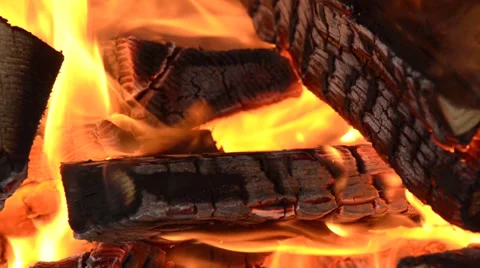 Wood burning for barbecue Stock Footage 34278937