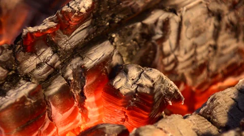 Wood burning for barbecue Stock Footage 34279755