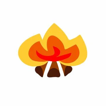 Wood-burning bonfire icon in a flat style Stock Illustration