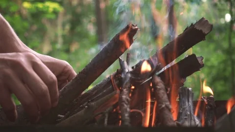 Wood Burning In The Braizer. Stock Footage 94570962