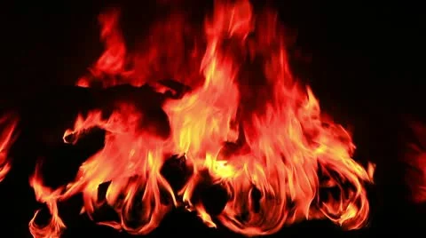 Wood burning in the fire at night Stock Footage 10574210