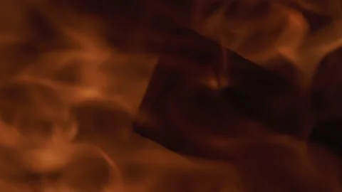 Wood Burning in Fire Slow Motion Close Up 스톡 동영상 165895452