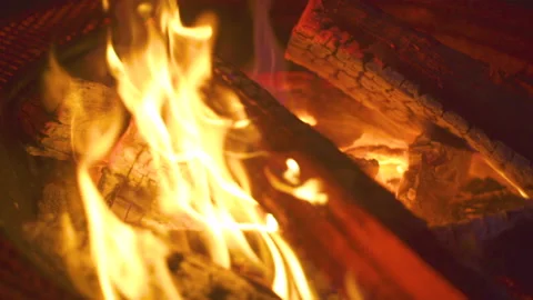 Wood burning in a firepit Stockbeeldmateriaal 171721858