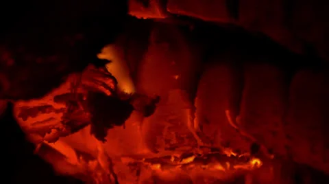 Wood burning in fireplace close up Stock-Footage 24704360