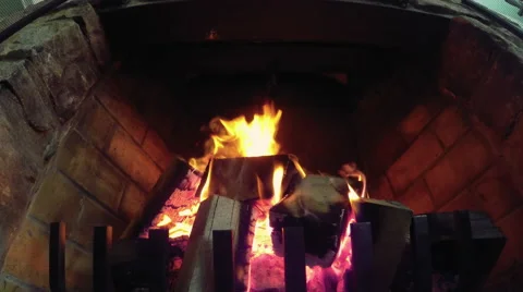 Wood Burning In Fireplace Stock Footage 68941696