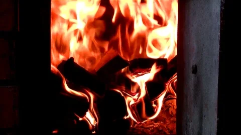 The wood burning in the fireplace Stock Footage 73622981