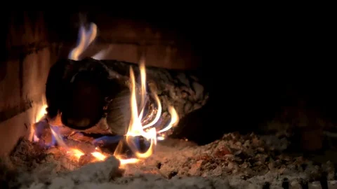 Wood burning in the fireplace Stock Footage 83120854