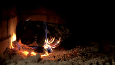 Wood burning in the fireplace Stock Footage 83120870