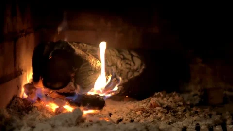 Wood burning in the fireplace Stock Footage 83120878