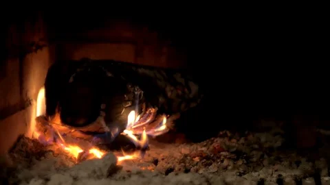 Wood burning in the fireplace Stock Footage 83120880