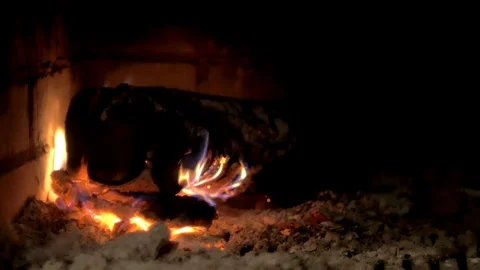 Wood burning in the fireplace Stock Footage 83120882