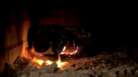 Wood burning in the fireplace Stock Footage 83120918