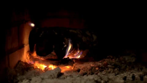Wood burning in the fireplace Stock Footage 83120925