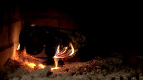 Wood burning in the fireplace Stock Footage 83120941