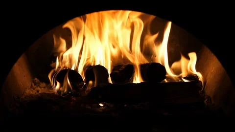 Wood burning in the fireplace Stock Footage 89565402