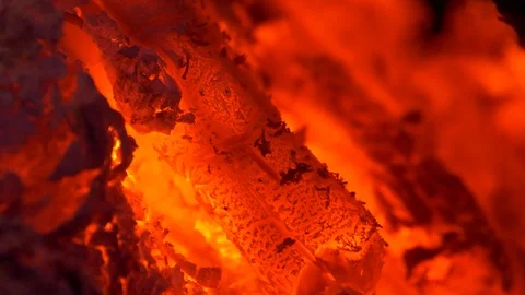 Wood burning in fireplace Stock Footage 89818145
