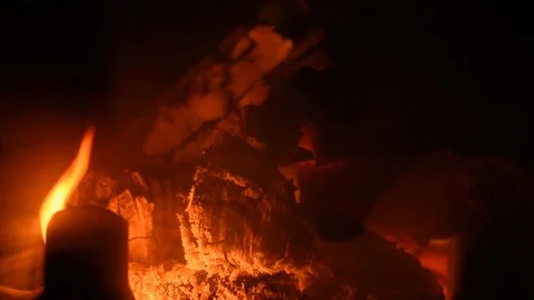 Wood burning in the fireplace Video stock 97976987